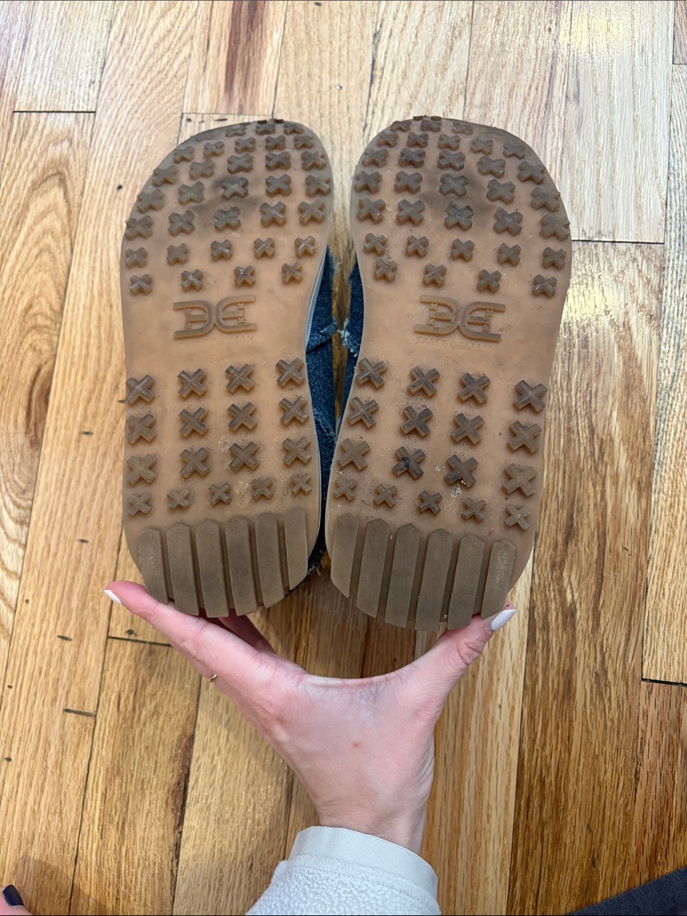 Sam Edelman Distressed Denim Platform Sneakers - Blue - Picture 3 of 3